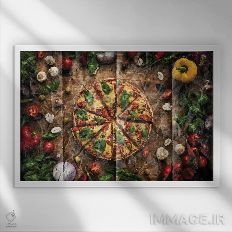 تابلو پوستر "پیتزا امروز" اثر آلساندرو دلا توره - نمای قابدار سفید