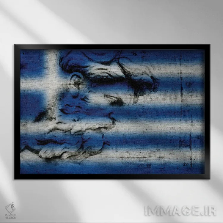 تابلو خدای یونان روی پارچه کتانی اثر آلساندرو دلا توره - نمای قابدار مشکی