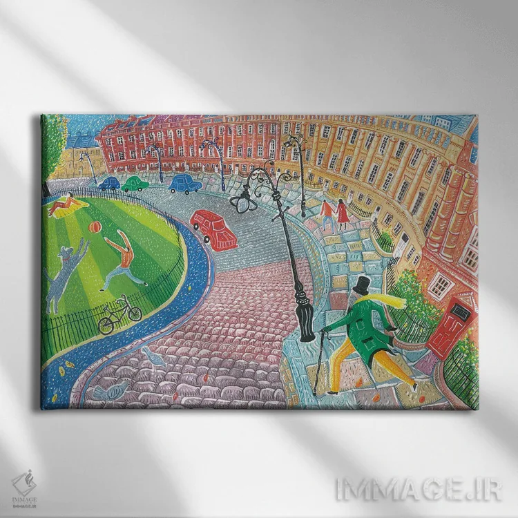 تابلو پیادهروی در "رویال کرِسنت" اثر آدریان سایکس - نمای روبهرو روی دیوار