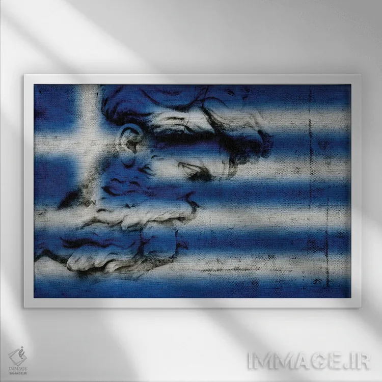 تابلو خدای یونان روی پارچه کتانی اثر آلساندرو دلا توره - نمای قابدار سفید