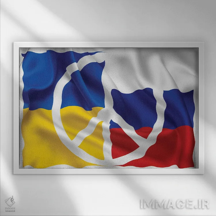 تابلو صلح برای اوکراین و روسیه ۳ اثر آلساندرو دلا توره - نمای قابدار سفید