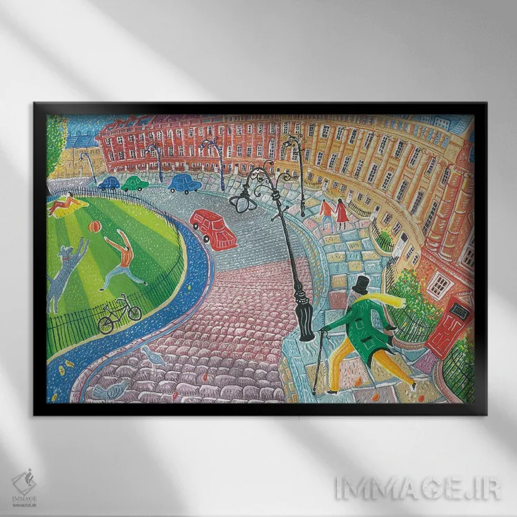 تابلو پیادهروی در "رویال کرِسنت" اثر آدریان سایکس - نمای قابدار مشکی