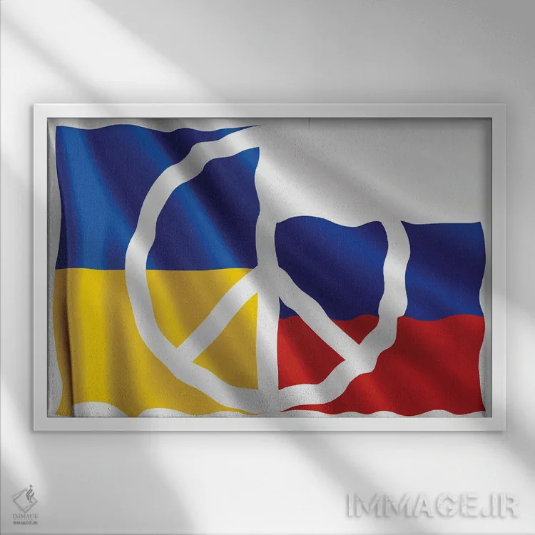 تابلو صلح برای اوکراین و روسیه ۶ اثر آلساندرو دلا توره - نمای قابدار سفید