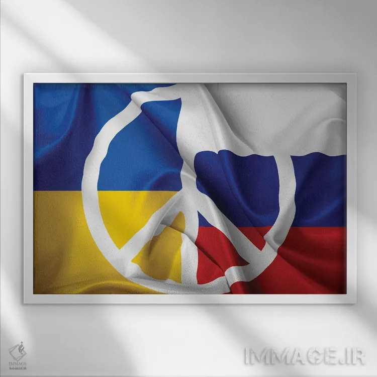 تابلو صلح برای اوکراین و روسیه ۷ اثر آلساندرو دلا توره - نمای قابدار سفید