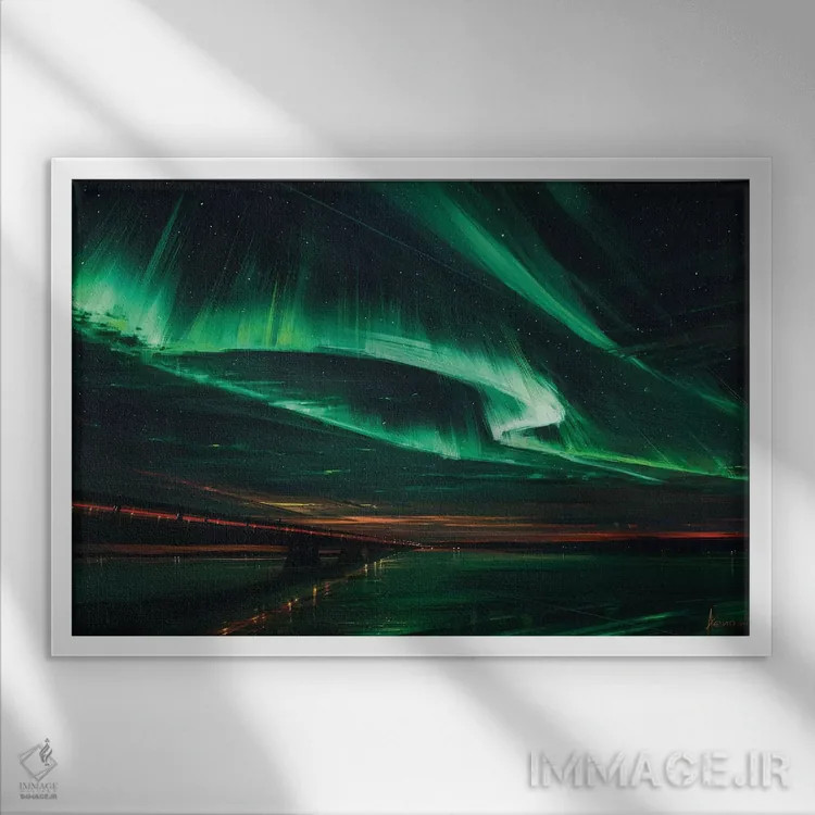 تابلو شفق قطبی اثر آلنا آئنامی - نمای قابدار سفید