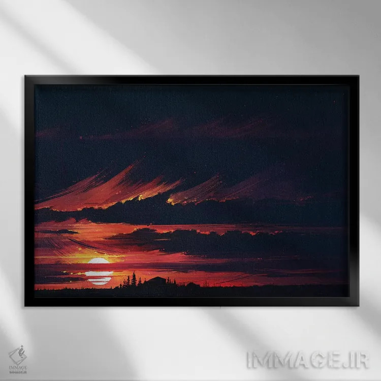تابلو غروب آفتاب اثر آلنا آئنامی - نمای قابدار مشکی