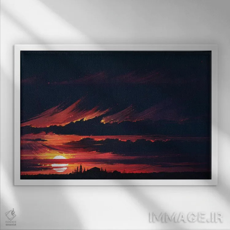 تابلو غروب آفتاب اثر آلنا آئنامی - نمای قابدار سفید
