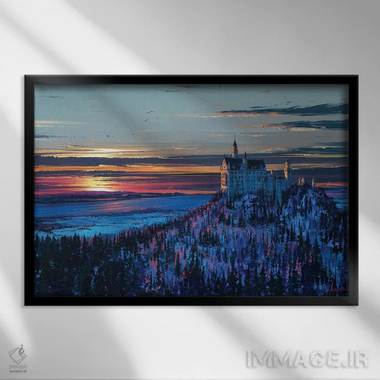 تابلو قلعهای در آسمان اثر آلنا آئنامی - نمای قابدار مشکی