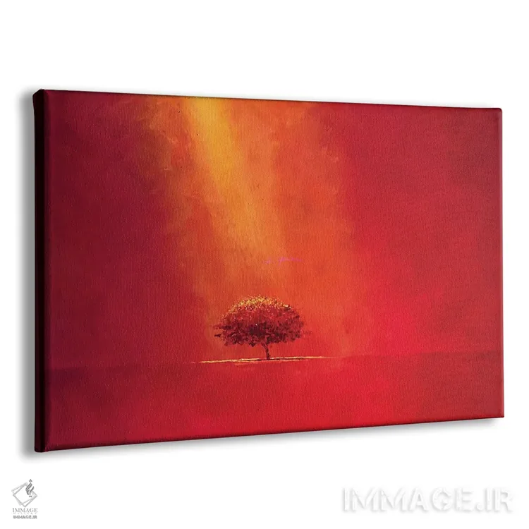 تابلو درخت روی پسزمینه قرمز اثر آلساندرو پیراس - نمای پرسپکتیو محصول