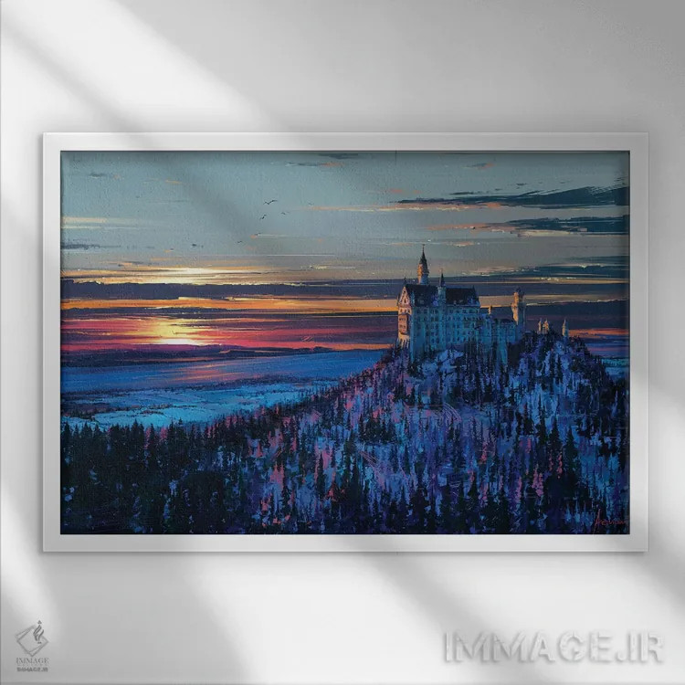 تابلو قلعهای در آسمان اثر آلنا آئنامی - نمای قابدار سفید