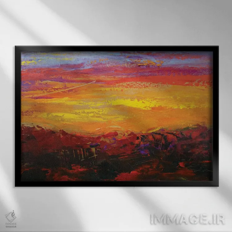 تابلو غروب نقاشیشده اثر آلساندرو پیراس - نمای قابدار مشکی
