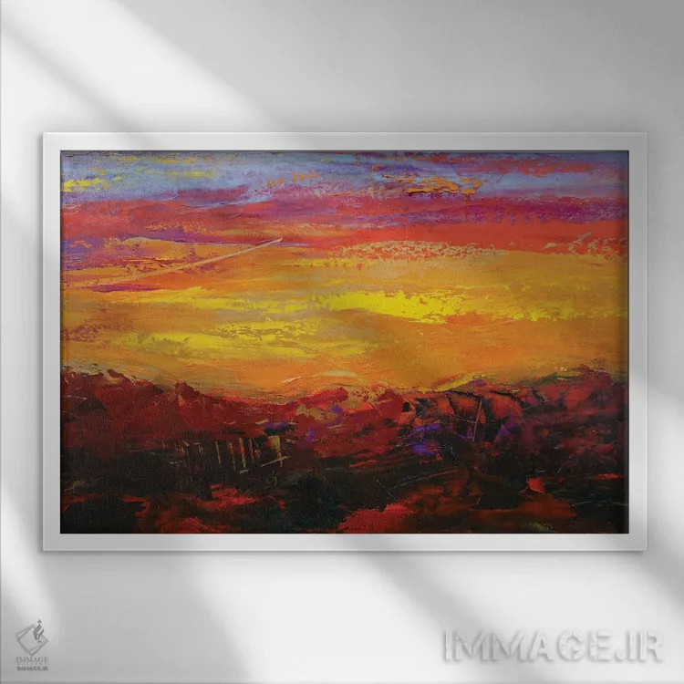 تابلو غروب نقاشیشده اثر آلساندرو پیراس - نمای قابدار سفید