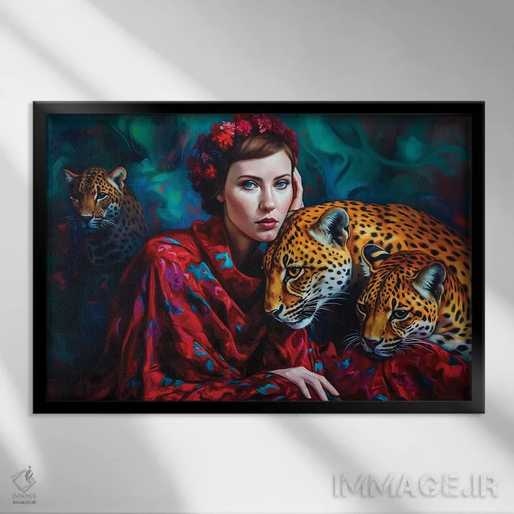 تابلو پلنگ اثر عبدالله ایویندار - نمای قابدار مشکی