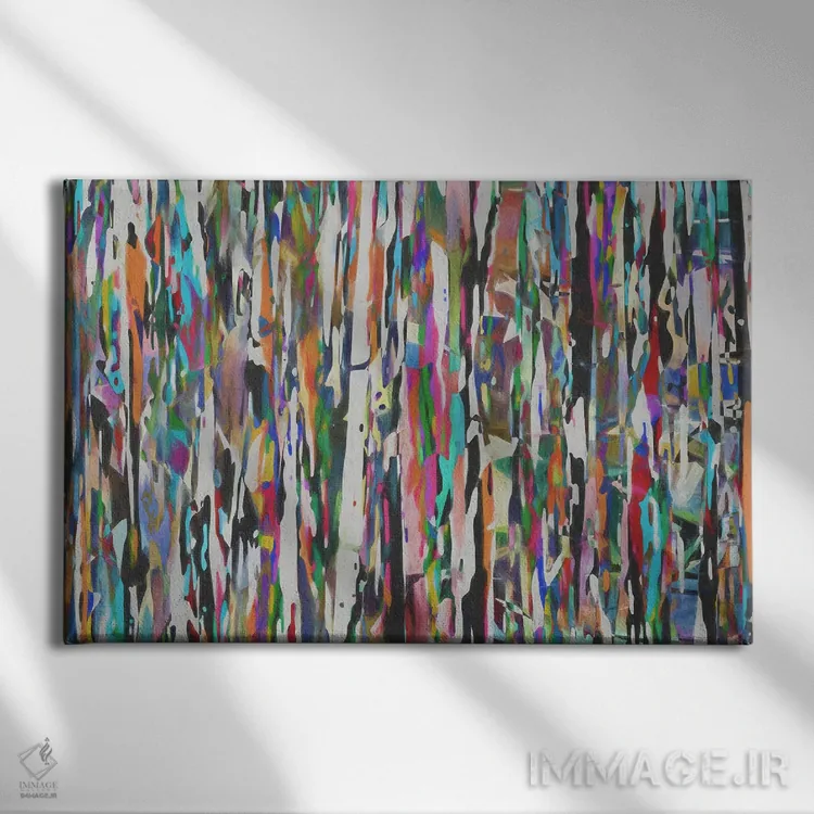 تابلو ترکیب رنگها و اشکال IX اثر آنجِل استوز - نمای روبهرو روی دیوار