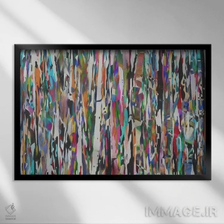 تابلو ترکیب رنگها و اشکال IX اثر آنجِل استوز - نمای قابدار مشکی
