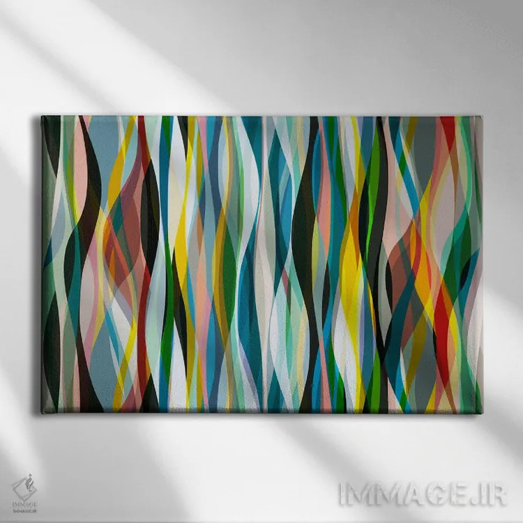 تابلو اشکال مارپیچ و در هم تنیده اثر آنجِل استوز - نمای روبهرو روی دیوار