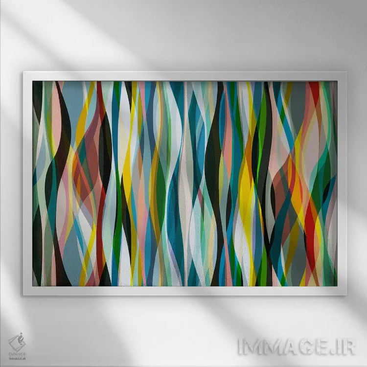 تابلو اشکال مارپیچ و در هم تنیده اثر آنجِل استوز - نمای قابدار سفید