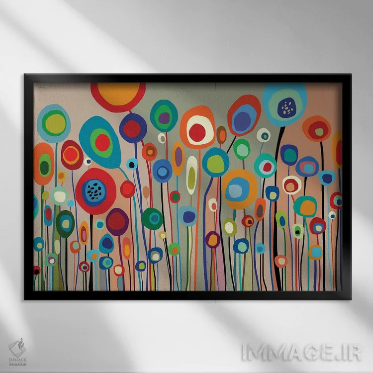 تابلو باغ شاد اثر آنجِل استوز - نمای قابدار مشکی