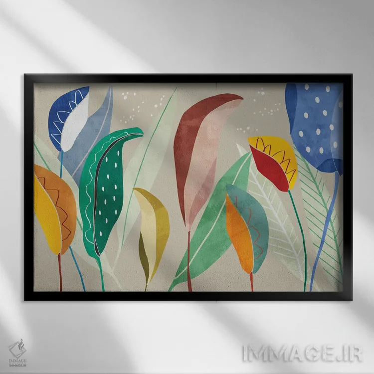 تابلو برگهای گرمسیری X اثر آنجِل استوز - نمای قابدار مشکی