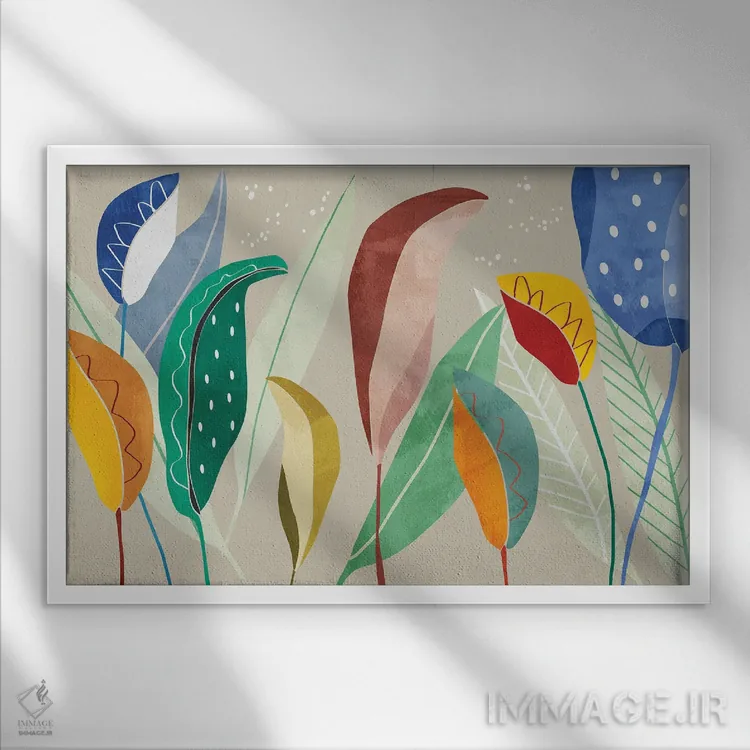 تابلو برگهای گرمسیری X اثر آنجِل استوز - نمای قابدار سفید