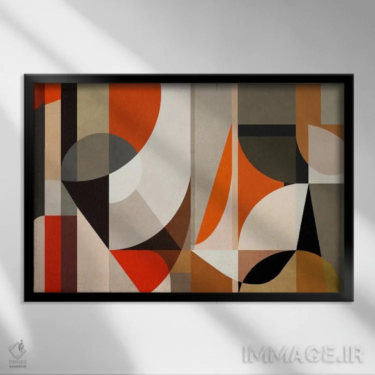 تابلو ساختار هندسی شمارهٔ پنجاه و دو اثر آنجِل استوز - نمای قابدار مشکی