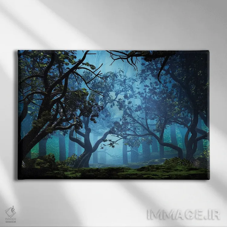 تابلو بیشهزار مهآلود اثر آنجِل استوز - نمای روبهرو روی دیوار