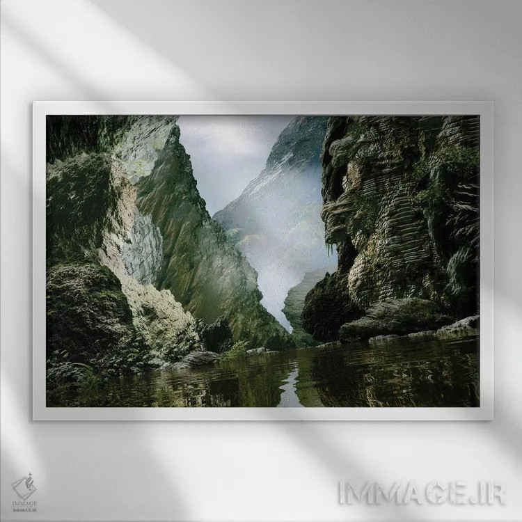 تابلو دره رودخانه گمشده اثر آنجِل استوز - نمای قابدار سفید