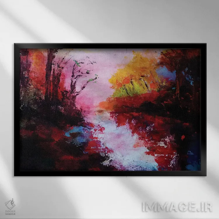 تابلو جنگلهای پاییزی اثر آنجِل استوز - نمای قابدار مشکی