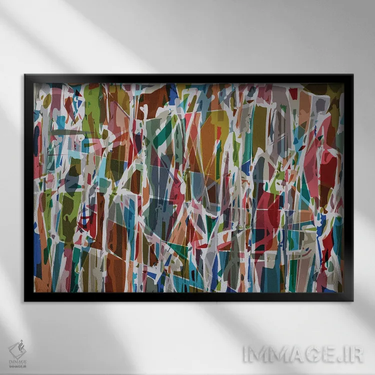 تابلو ترکیب رنگها و اشکال شماره چهار اثر آنجِل استوز - نمای قابدار مشکی