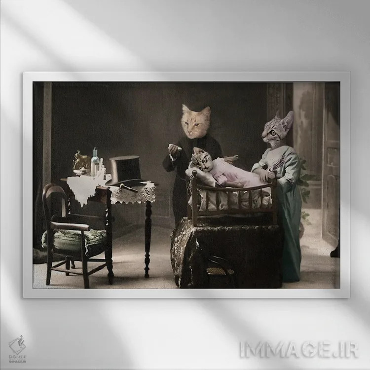 تابلو مراجعهٔ خانگی اثر انیمال فَنسی - نمای قابدار سفید