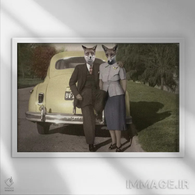 تابلو فیل و مارلو اثر انیمال فَنسی - نمای قابدار سفید