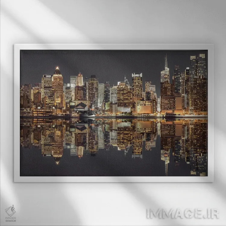 تابلو نیویورک پنجم اثر آصاف فرانک - نمای قابدار سفید