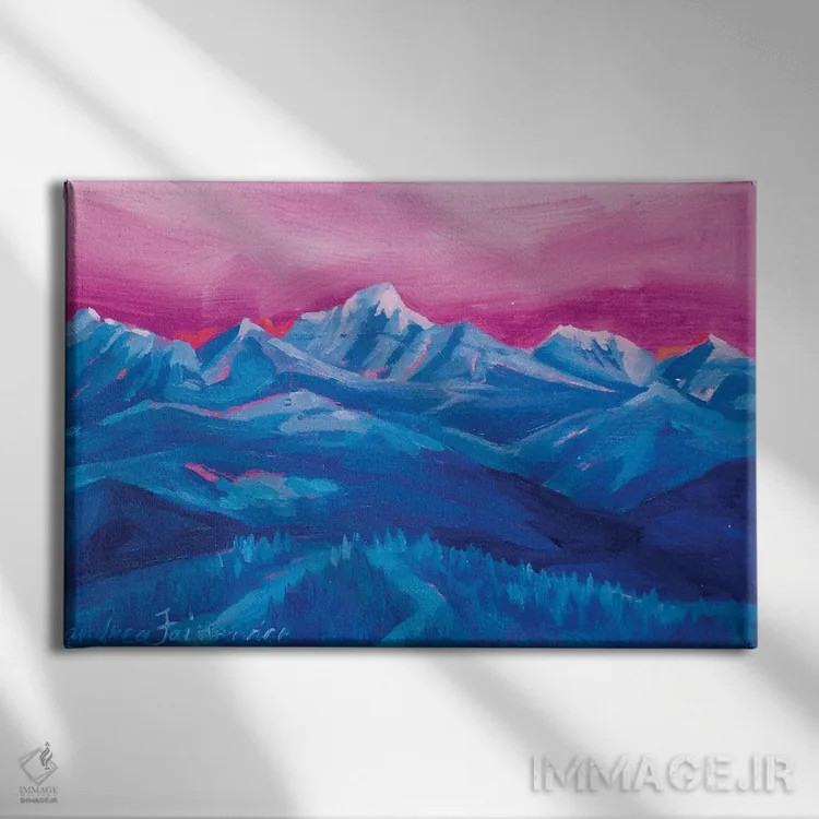 تابلو مطالعهٔ کوه سوم اثر آندریا فِیرفرویس - نمای روبهرو روی دیوار