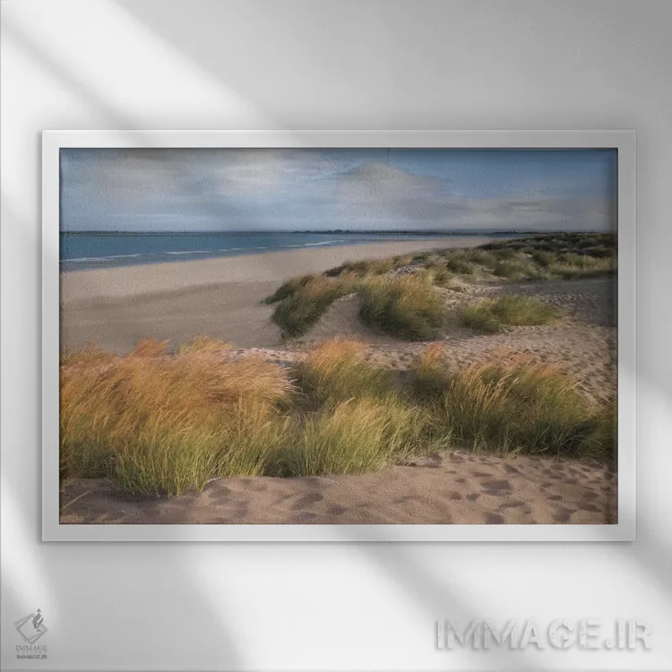 تابلو ساحلهای شنی اثر آصاف فرانک - نمای قابدار سفید