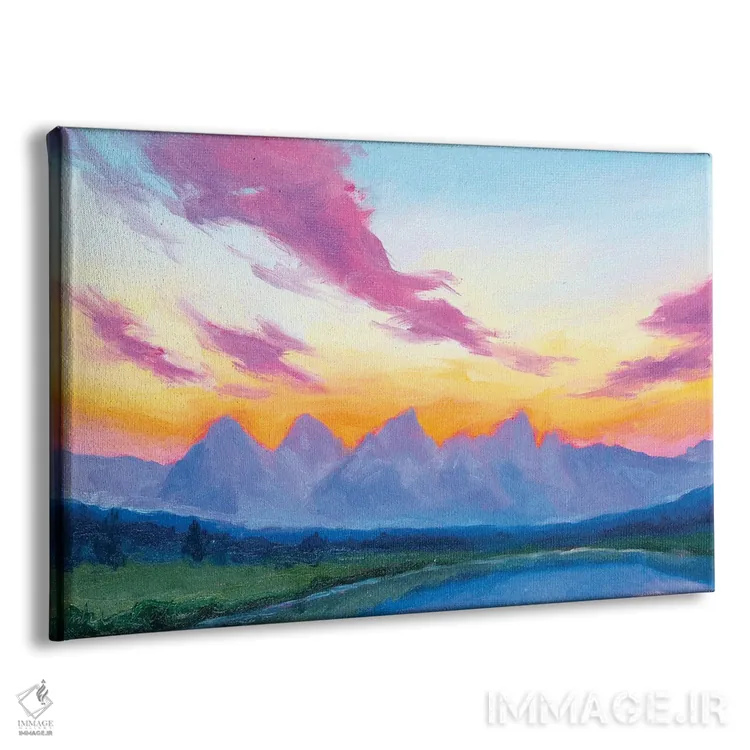 تابلو کوههای تتون در گرگ و میش اثر آندریا فِیرفرویس - نمای پرسپکتیو محصول