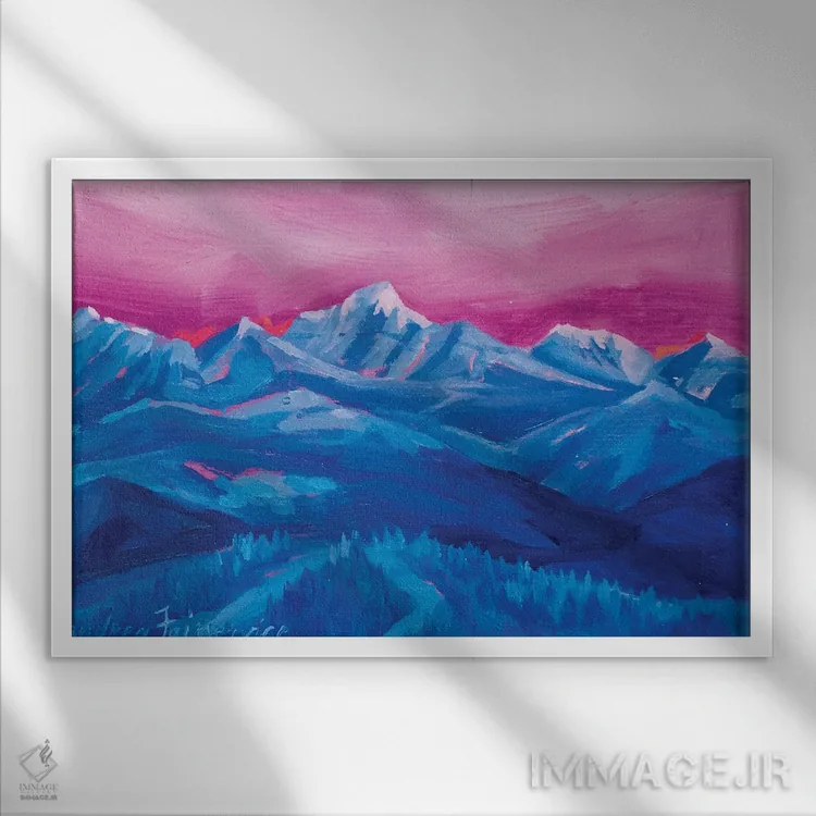 تابلو مطالعهٔ کوه سوم اثر آندریا فِیرفرویس - نمای قابدار سفید