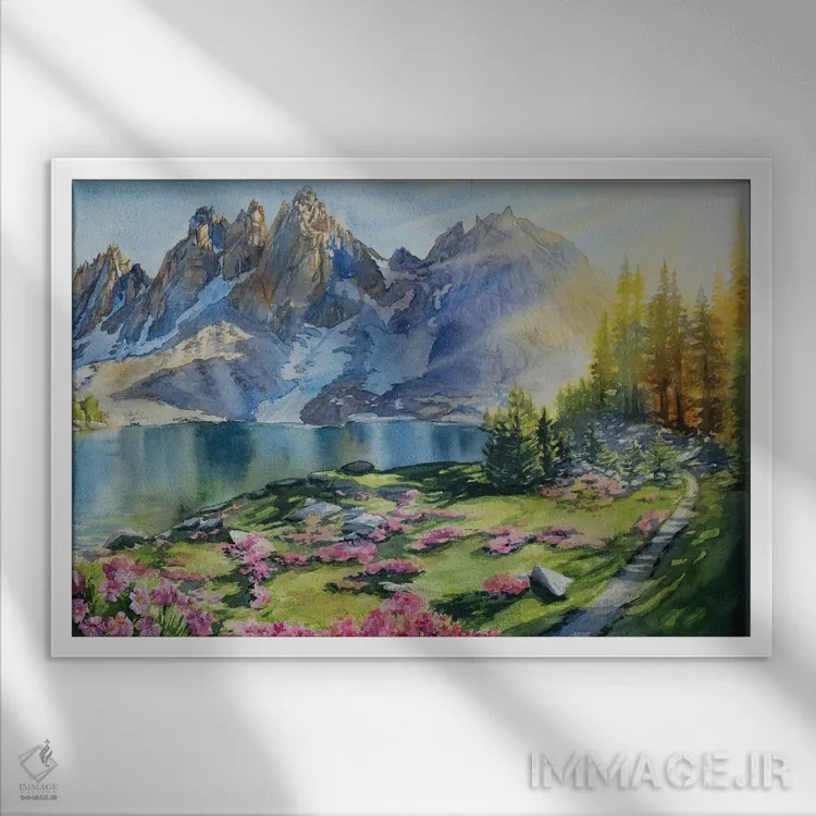 تابلو مسیر به دریاچههای کرساژ اثر آندریا فِیرفرویس - نمای قابدار سفید