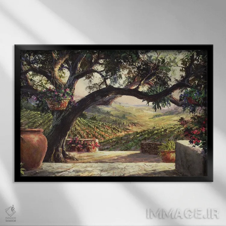 تابلو حیاط ناپا (منطقه ناپا در کالیفرنیا) اثر آرت فرونکوویاک - نمای قابدار مشکی