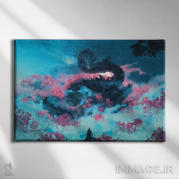 تابلو استارک سیاه (احتمالاً به شخصیت یا نماد اشاره دارد) اثر اناتو فینستارک - نمای روبهرو روی دیوار