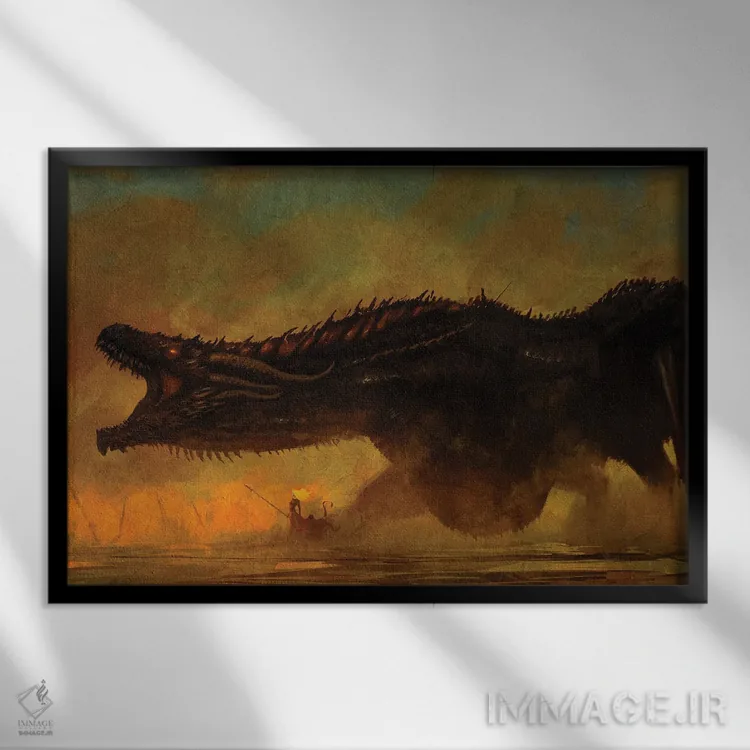 تابلو اژدها و ملکه اثر اناتو فینستارک - نمای قابدار مشکی