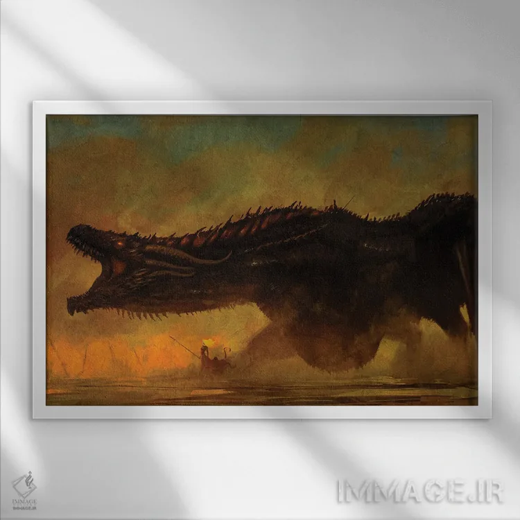 تابلو اژدها و ملکه اثر اناتو فینستارک - نمای قابدار سفید