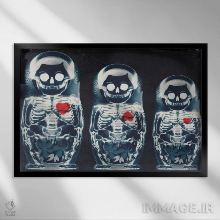 تابلو عروسک تودرتو (ماتروشکا) اثر علی گولچ - نمای قابدار مشکی