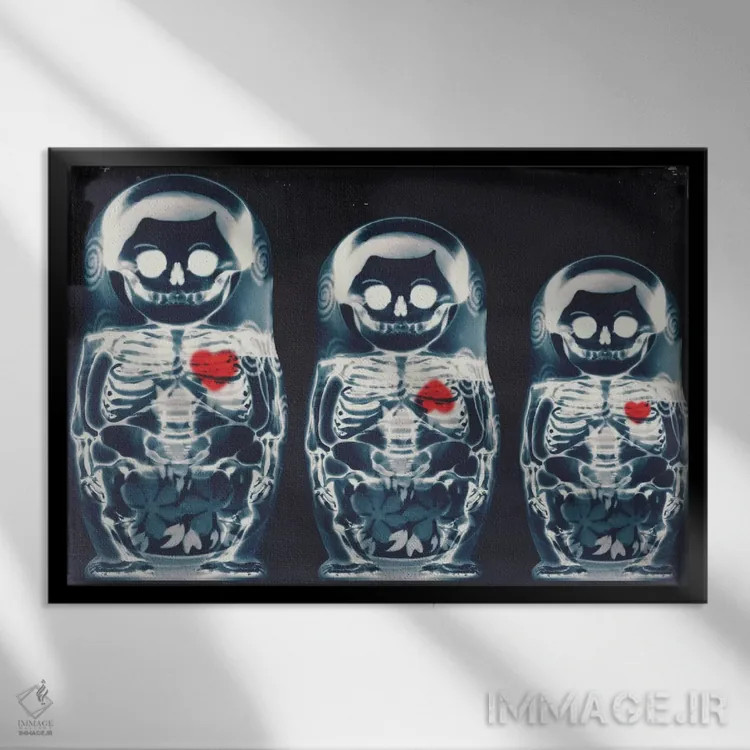 تابلو عروسک تودرتو (ماتروشکا) اثر علی گولچ - نمای قابدار مشکی