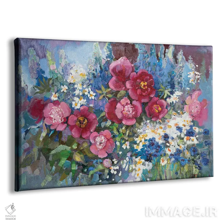 تابلو تختگلی با گل صدتومانی (نوعی گل بزرگ) اثر آناستاسیا گریگوریوا - نمای پرسپکتیو محصول