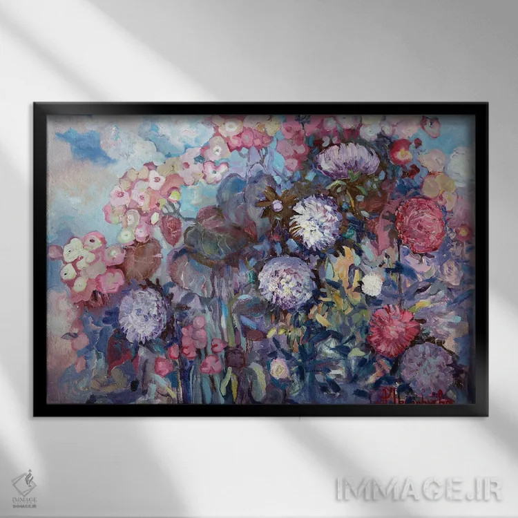 تابلو گلهای پاییزی اثر آناستاسیا گریگوریوا - نمای قابدار مشکی