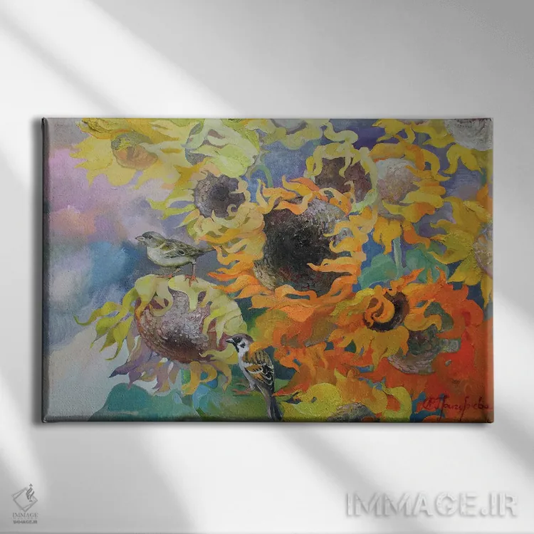 تابلو روزهای آفتابگردان اثر آناستاسیا گریگوریوا - نمای روبهرو روی دیوار