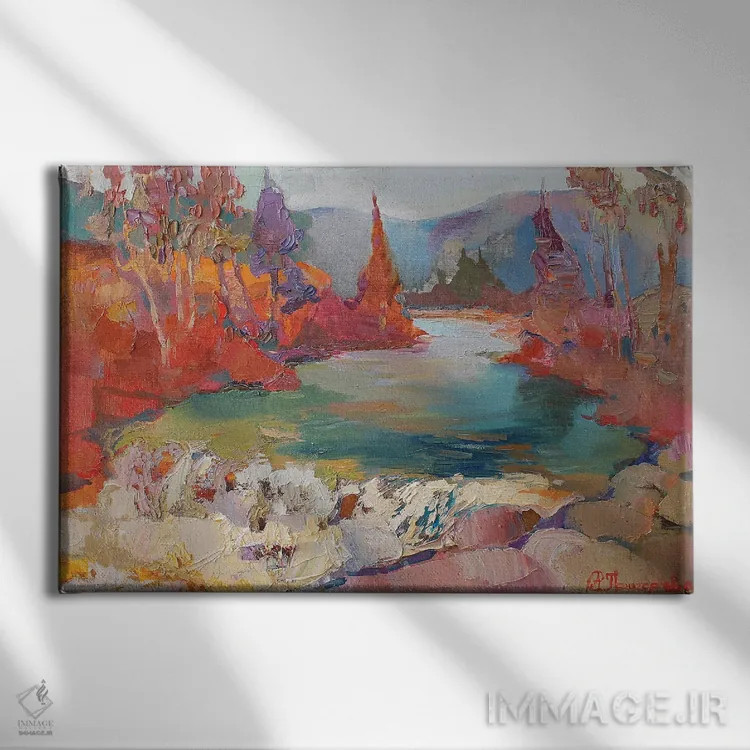 تابلو آبشار در یارمچه (شهری در اوکراین) اثر آناستاسیا گریگوریوا - نمای روبهرو روی دیوار