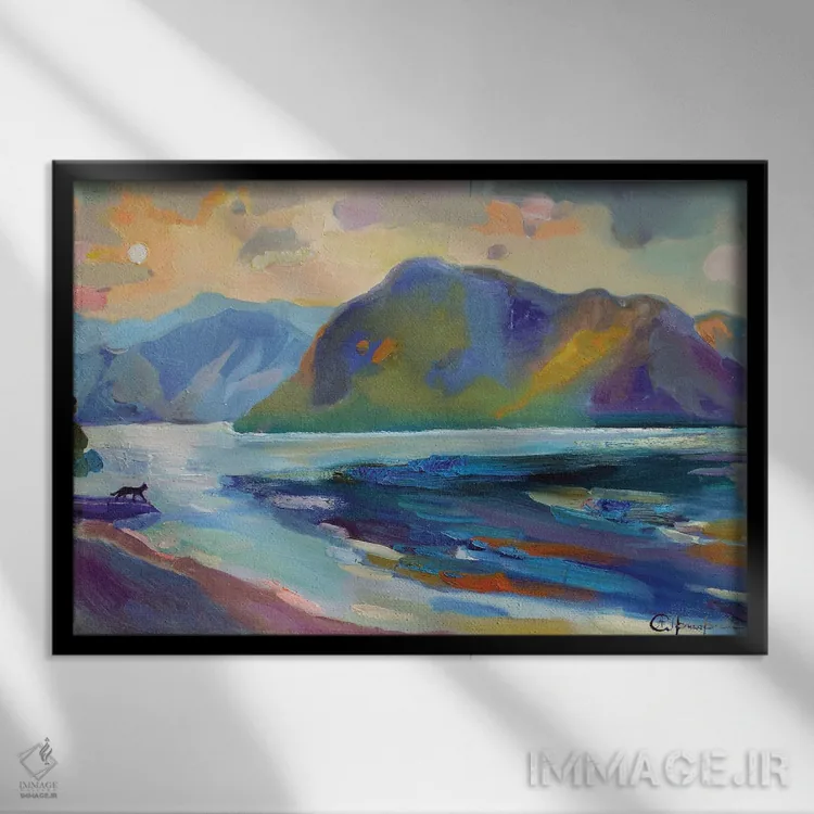تابلو سفر گربه اثر آناستاسیا گریگوریوا - نمای قابدار مشکی