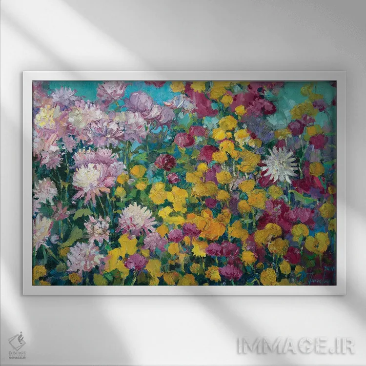 تابلو تختگل پاییزی اثر آناستاسیا گریگوریوا - نمای قابدار سفید