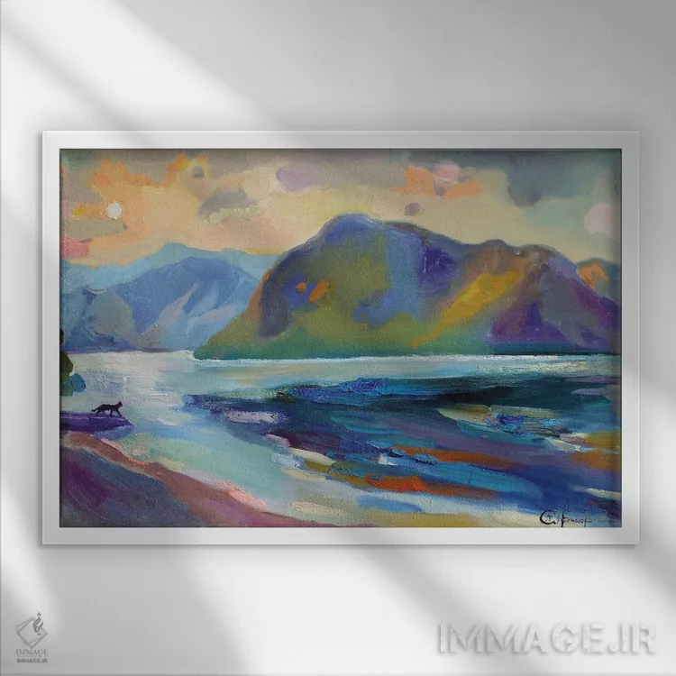 تابلو سفر گربه اثر آناستاسیا گریگوریوا - نمای قابدار سفید